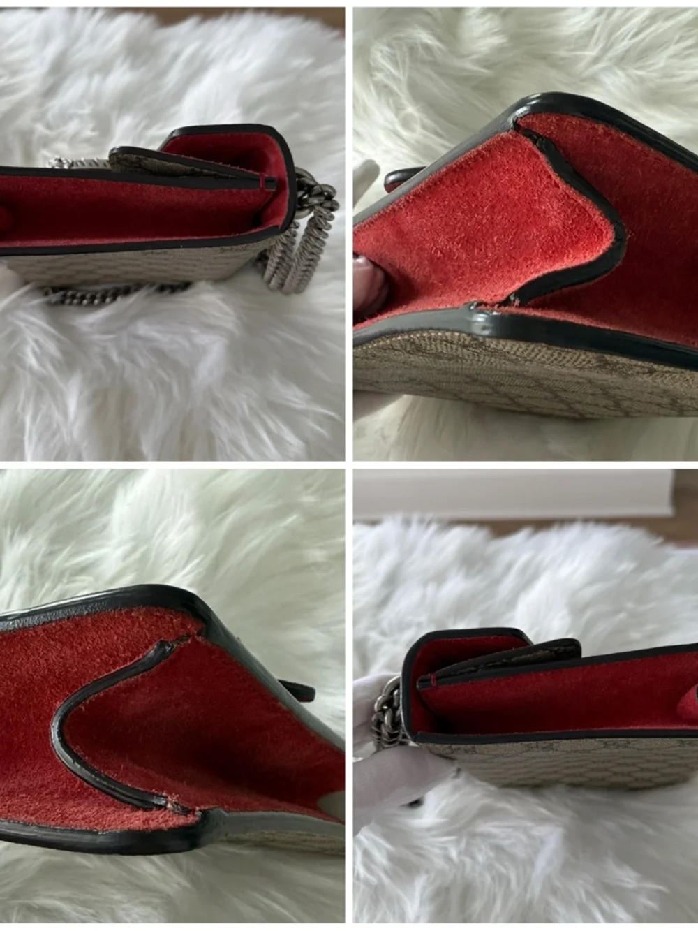 Gucci: GG Canvas and Red Suede Mini Dionysus Shoulder Bag AUTHENTIC - Picture 6 of 16